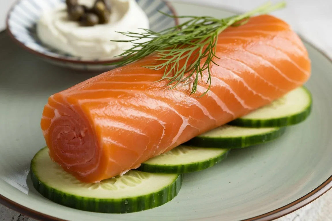 Chatelaine Smoked Salmon Roll on Cucumber Recipe